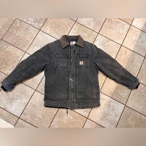 Vintage Distressed Carhartt Jacket Black CQ185 Duck Canvas Quilted Size 44